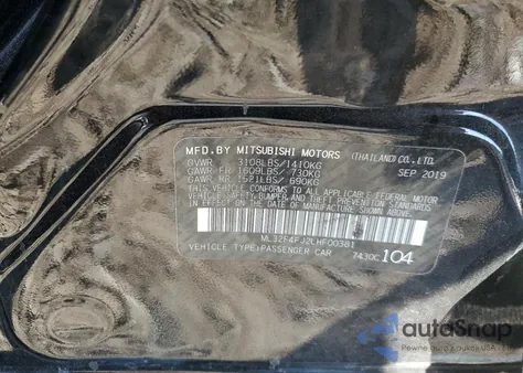 2020 Mitsubishi Mirage G4 Se из США, поврежденный, VIN ML32F4FJ2LHF00381